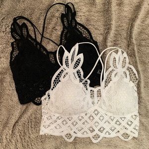 Cropped Lace Tank -black and white